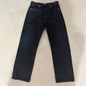 AGOLDE 90s Pinch Waist HighRise Straight Jeans Black Distressed Size27 loose fit
